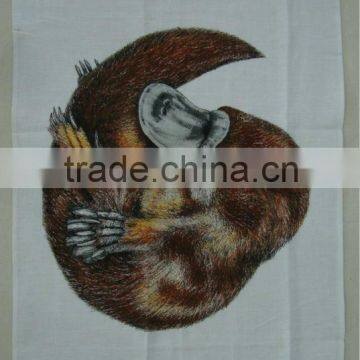 Kitchen Digital Printed Linen Tea Towel for Home Decorationl,promotion --platypus Design