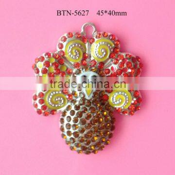 2015 Hot selling factory price new style 45*40mm turkey rhinestone button fashionable pendent decorations in stock (btn-5627)