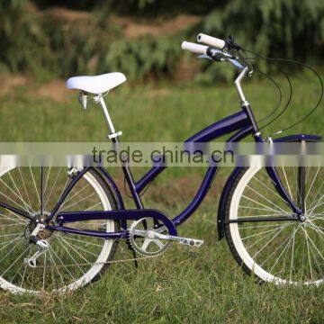 Colorful 26 size beach cruiser bike bicycle 6 gear single gear white wall black tire