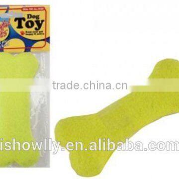 Details about Bone Shaped Dog Toy Covered W Tennis Ball Material Durable Pet Pets Fun Petcare