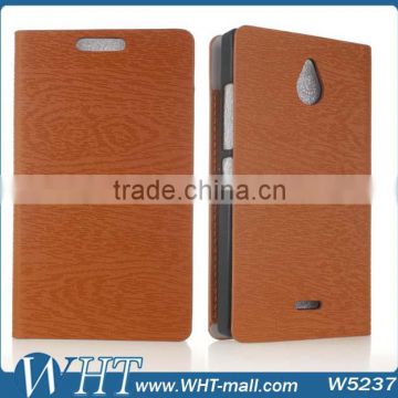 Mobile Phone Case For Nokia X2 Wooden Skin Leather Wallet Case