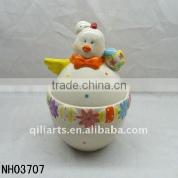 Easter lovely chicken ceamic animal candy jar