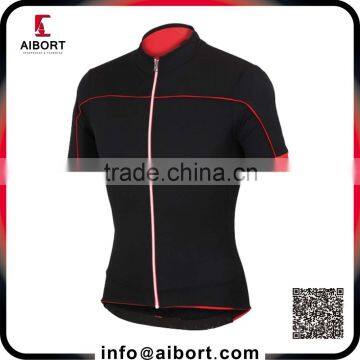 Black and red classic zip up cycling jersey OEM service