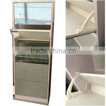 Manufacture Modern Tall Wooden Shoe Cabinet With Mirror