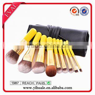 2016 hot sale 8pcs makeup brushes set with yellow handle