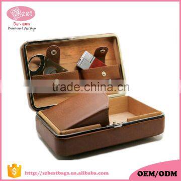 High-end genuine leather cigar case with cutter