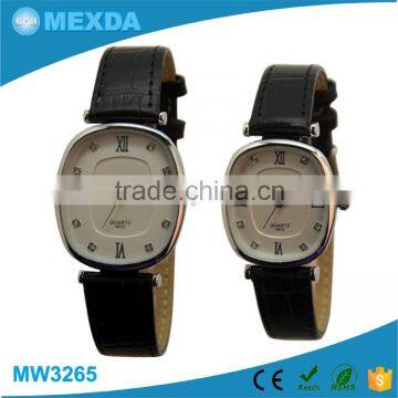 Fashion latest circle simple dial leather strap japan movt ladies watch