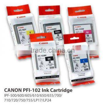 Original PFI-102 Canon ink cartridge for LP17 / LP24, Canon iPF500 / 600 / 605 / 610 / 650 / 655, Canon iPF700 / 710 / 720 / 750