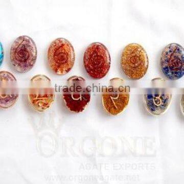 Sanskrit Orgone Oval Chakra Set With Coil : Wholesale Chakra Set Supplier