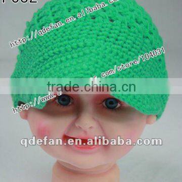 wholesale 100% cotton newsboy crochet baby hats knitted spring hats for children green sun visor hat