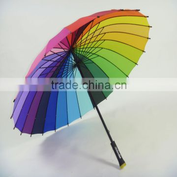 2016 hot selling 54"*15k multi-color auto open rainbow color umbrella