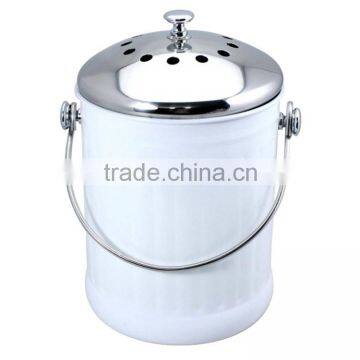 1.0 Gallon Colorful Painting Kitchen Metal Garbage Waste Bin With Stainless Steel Lid photo-5