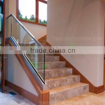 stair Stainless steel shoe base U channel glass rails frameless glass balustrade