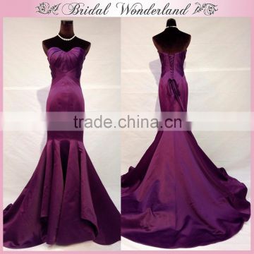 Trumpet purple mother of bride evening dress