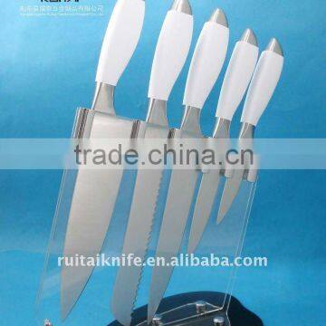 Carving knife set with soft handle in Acrylic block