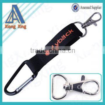 Metal keychain silk screen printing lanyard carabiner hook with strap