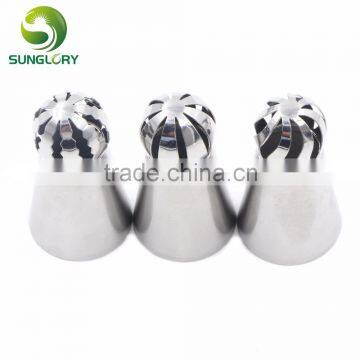 Cupcake 3PCS Stainless Steel Russian Ball Nozzles Flower Fondant Icing Piping Tips Cream Torch Pastry Tube Cake Decorating Tools