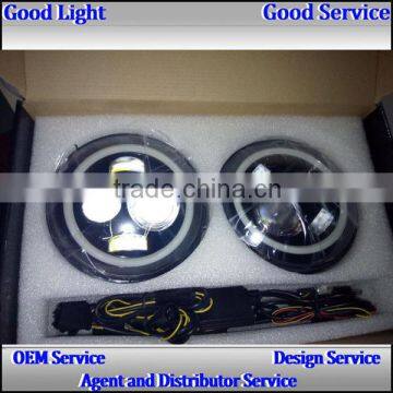 CE OEM 40w 10-30v 7inch Yellow White Braking Light Led Fog Lamp for H-arley J-eep photo-3