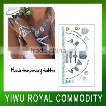 Women Jewelry Blue Silver Foil Temporary Tattoos Wholesaler