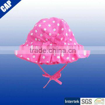 2016 kids pink dot printing pure cotton bucket hat