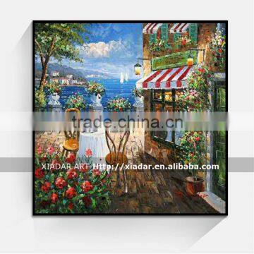 Thick Oil Handpainted Venice Canvas Painting For Coffee bar and Living Room