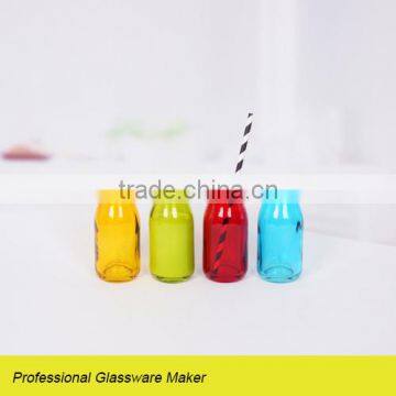 hot sale 4pcs glass milk bottle with color