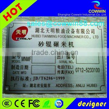 direct manufacturer producing custom machinery name plate
