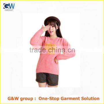 custom fashion long sleeve pullover wool sweater design for girl