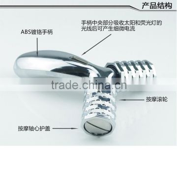 Silver Y-Shaped 3D Solar Energy Microcurrent Facial Body Massager Roller Anti-ag