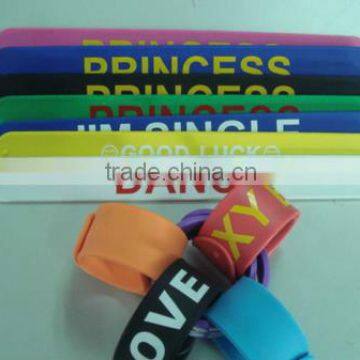 2014 silkscreen print silicone slap bracelet band