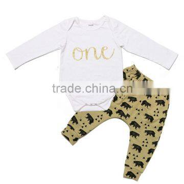 Hot Sale Cotton Animal Printed Baby Kid Clothing Sets Fashion Autumn Kid Boys Clothes Set