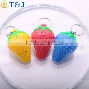 2016 Fashion Cute Plastic Strawberry Key Holder, Multicolor LED Key Ring Unisex/
