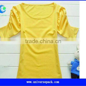 Three quater bubble sleeve ladies t-shrts for lady