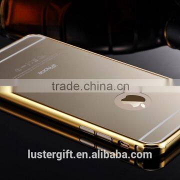 Wholesale  for iphone 6 bumper case , Gold aluminum Bumper phone case for iphone 6, for iphone 6 metal bumper mirror case