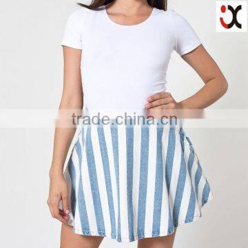 2015 summer fashion young girls wearing striped denim circle skirts (JXC00206)