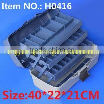 H0416 40*22*21CM Three Trays Plastic Box Fishing Box double sided tackle box