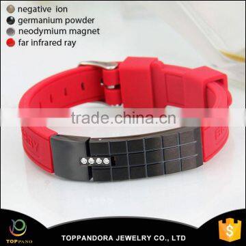 Hot selling negative ion energy bracelet stainless steel silicone energy wristband titanium bracelet with energy