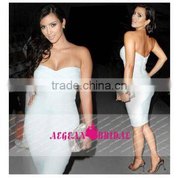 Simple 2014 Sheath Sweetheart Sleeveless Ivory Mini Short Bandage Party Prom Nightclub Cocktail Dress ZY188