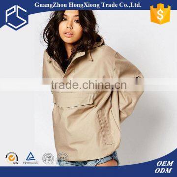 Hot selling high quality oversized with hood and pocket no zipper khaki fashion plain custom women pullover hoodies