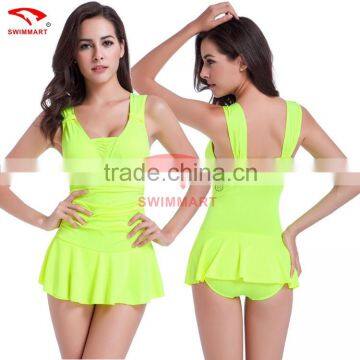 Skirt Cover Belly Thin Waist Siamese Swimsuit Sey Girls Gather Spa Conservative Swimwear photo-2