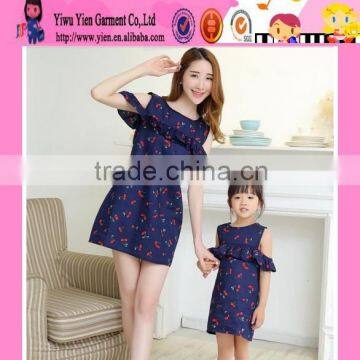 2015 Fashion Printed Korean Style Family Dress Summer Alibaba Hot Sale Cheaper Mother And Baby Girl Dress