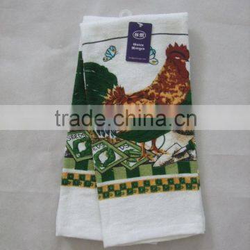 china supplier bulk buy from china rooster design printed kitchen cotton velour tea towel