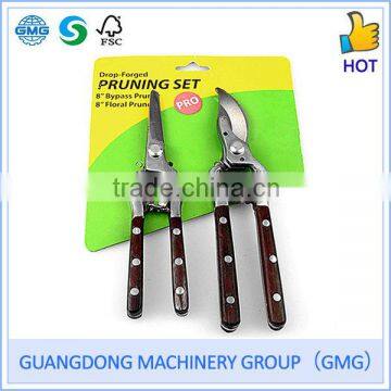 2015 new designed Garden Tools Stainless Steel Wooden Handle Shears (GMG)