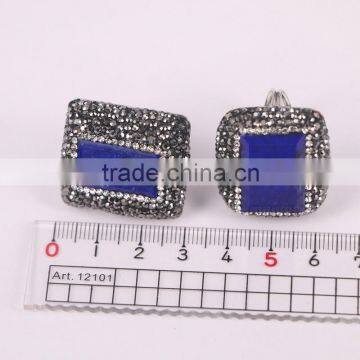 Natural Lapis Lazuli Druzy Stone Rings, Pave Crystal Rhinetone Single Stone Ring Design