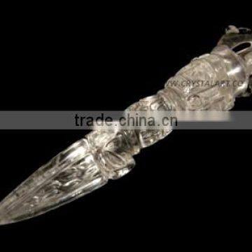 CRYSTAL QUARTZ CARVED PHURBA POIGNARD TIBETAN