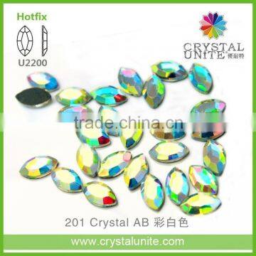 CRYSTAL UNITE Navette Flat Back Hot Fix Rhinestone U2200