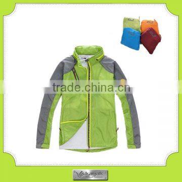 custom single layer thin nylon windbreaker jacket with bag