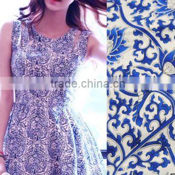 beautiful dress fabric 100% printed spun rayon fabric for women dress