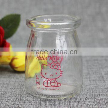 100ml yogurt glass bottle with one color printing