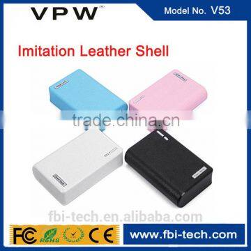 Dual usb output li-ion battery imitation leather shell 6600mAh Power Bank